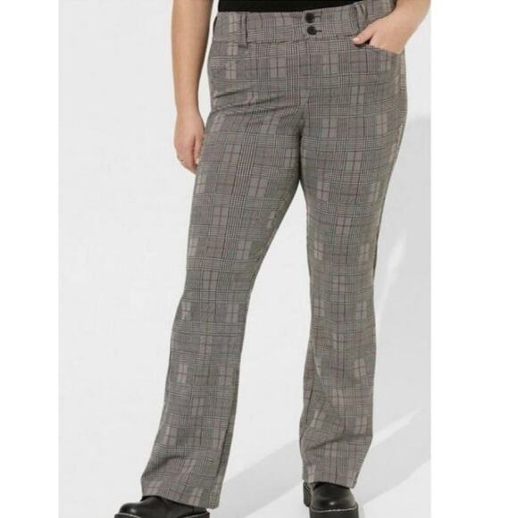 NWT Torrid Bootcut Pants Womens 28T Black White Plaid High Rise Dark Academia - Picture 1 of 10